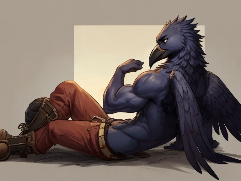 detailed background, depth of field, solo, slim, perfect anatomy, (best quality, ultra detailed, sharp:1.3), masterpiece, 8k, 4k, solo, seductive, beautiful, nsfw, seductive pose, (detailed), naughty, extremely detailed fur, dark background, muscular cuntboy, detailed eyes, nude, on bed, ((by chunie)), ((gryphon)), avian, mythological_creature, (beak), (yellow beak), (wings), gryphon wings, blue fur, pussy, presenting pussy, muscular, presenting pussy, clitoris