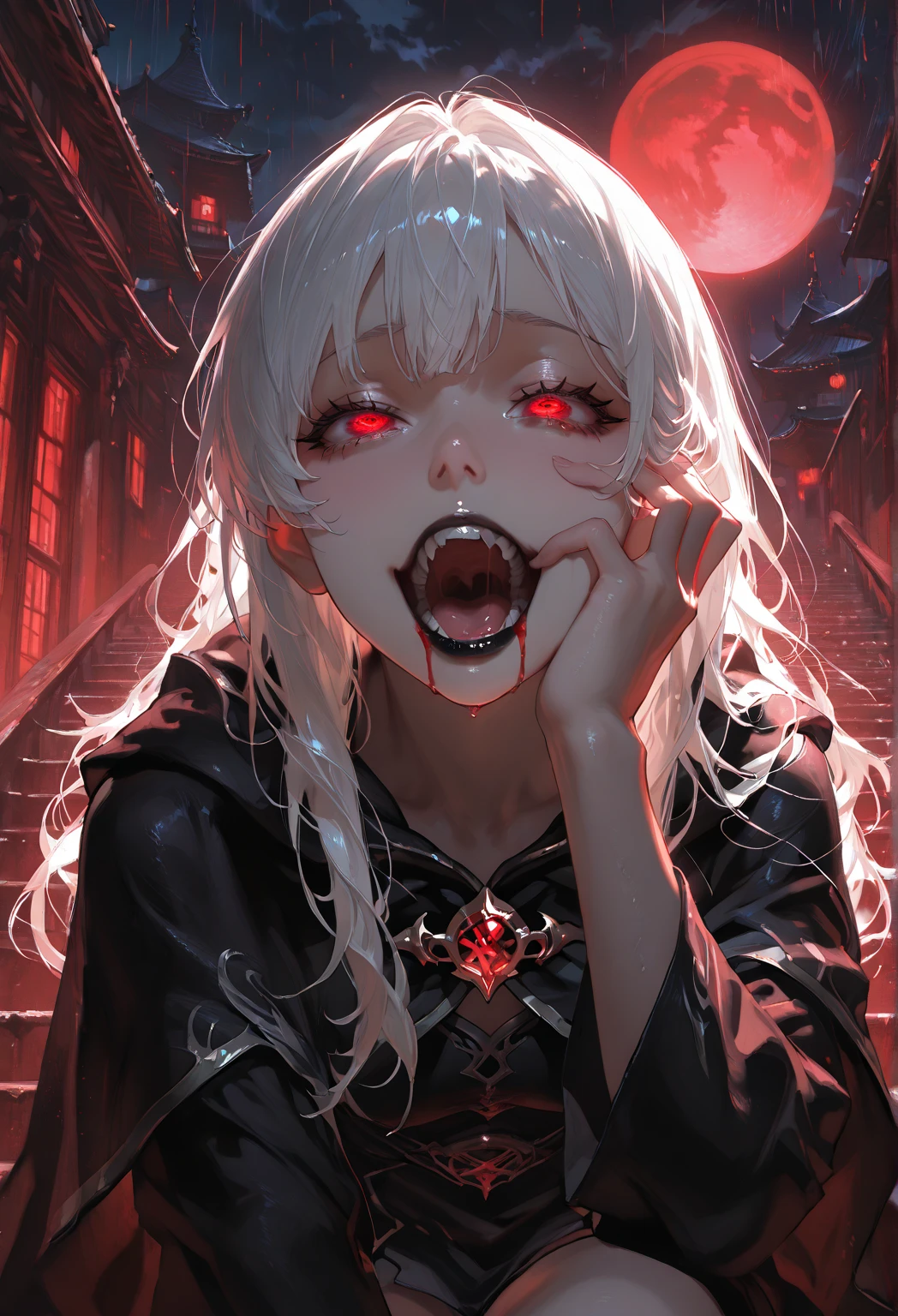 zombie, very horror, so scary, she has gone crazy, much blood
