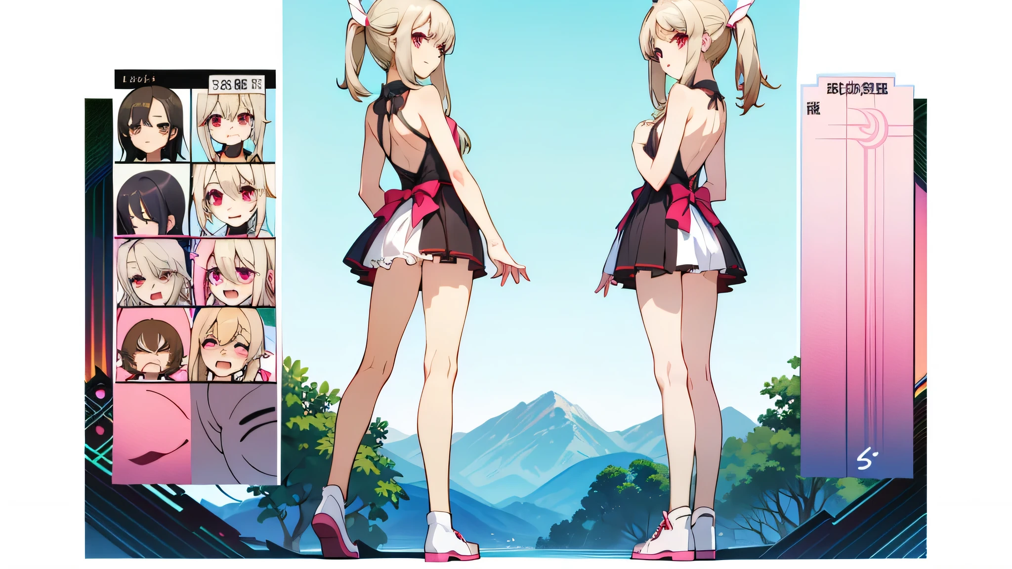 (hyper HD:1.2)，(acurate:1.3)，(The is very detailed:1.3)，(A high resolution:1.2)，(high detal:1.5)，(high qulity:1.2)，(best qualtiy:1.5)，(4K:1.3)，(8K:1.5)，(No background:1.8)，(Remove the background:1.8)，1 girl，silvery white hair，High ponytail，Sideburns，pretty eyes，(Wearing silver armor)，（Armor long skirt），（Fighting posture），（Combat stance on the side），（A delicate long sword），medium boob，(cleavage:1.5)，(Detail bra:1.5)，(Detail panties:1.5)，(Expose the lateral chest)，(Full-body standing:1.5)，(Walking posture:1.5)，(Walking posture:1.5)，(detail finger:1.5)，(Clear legs：1.2)，(Q version of cartoon:1.8)，(Side of the character:1.5)，(4 head body：1.5)(Three View:1.5)