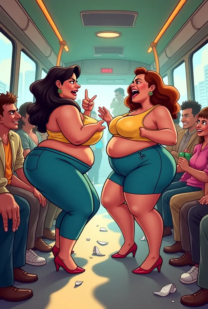 Illustrate a "Fernando Bolero Plump Figures" scene featuring exaggerated plump characters in the artist's distinctive style.. HDR, UHD 32k. --AR 16:9. seed 777