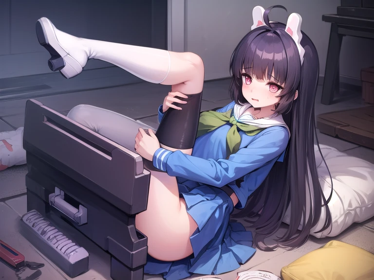 Wear white silk,Black hair,Draped in hair,Wearing a bra,wearing underpants,Wear a swimsuit beautiful,adolable,Kneeling,Cat ears