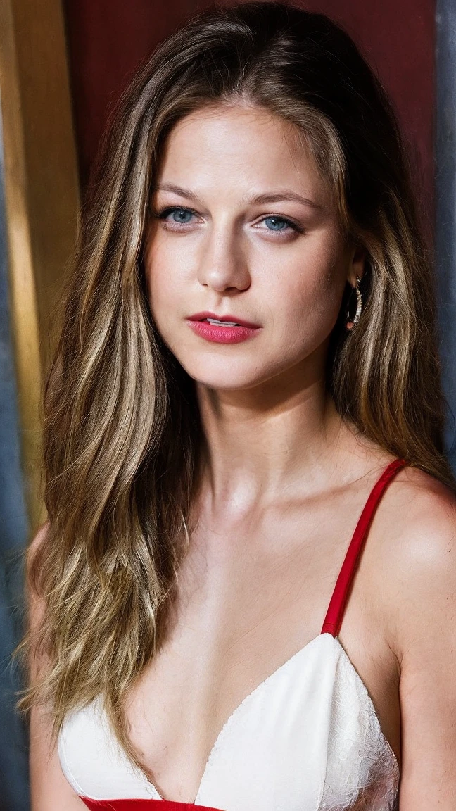 full body image melissa benoist, real, blonde hair, realistic, wearing revealing red dress, melissa benoist trying to seduce business man in a bar, luminescent, atmospheric scene, masterpiece, best quality, (detail skin texture, ultra-detailed body:1.1), RAW photo, (high detailed skin:1.2), 8k uhd, dslr, film grain, Fujifilm XT3, 1girl, melissa benoist in a nightclub being admired by men, large breasts, big , seductive, blonde hair, blue eyes, realistic, blurry, long hair, lips, jewelry, upper body, looking to the side, outdoors, solo focus, depth of field