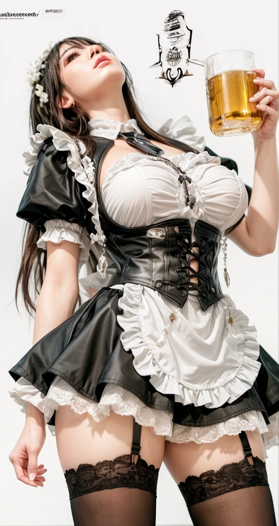 quality\((ultra high resolution)), ((An improvement of the most absurd quality:1.2)), ((photorealistic Realism 16K Quality)), vivid colors, ((vivid colors, multicolor (orange, light blue, white, black), in her outfit:1.33), (ultra-fine digital art\), person\((1 woman: 1.4 20 years old)), (highest quality texture skin), (Highly quality texture hair), ((curly hair, ((slicked to the two side)), highly intricately details:1.4), ((perfect proportions)), (narrow waist:1.2)), medium ass,beautiful cheekbones,(slim belly:1.2),(slim-muscled body:1.22), (firm and full breasts), ((super detail natural beautiful cute sharp face), extremely detail:1.3), ((Insanely details brown_eyes:1.3)), ((realistic sharp real human eyes:1.3)), perfect round eyes, ((finely detailed pupils:1.2)), detailed lips:1.3, pink_makeup:1.3, (long_blue_eyeliner:1.22), (glossy red_lipstick:1.25), (perfect dark_eyeshadows:1.45), (super detailed professional makeup on eyes:1.3), ((highly elaborate extravagant microscopic street outfit:1.22), (minimalist provocative styling:1.23))\ ((White tight Dress made of lace fishnet)), (((Dolce & Gabbana, Floral ethereal style:1.3)), (elegant fashion, intricate details:1.31), floral couture:1.4), ((clothes made of silk and flower:1.35)), (Wearing tight fitting dresses)), (black latex:1.22), ((latex bodysuit laced:1.4)), ((Intricately details multi-layer (Ruffled Black Gothic Punk Skirt:1.2), lace with fishnets:1.3)), ((white lace-up:1.35)), Ultra intricate detailed, 8k\, BREAK, background\((walking in the park:1.3)), Cinematic Light, detailed facial features, Sharp focus, Smooth, beautiful, best photo, ((best shadows)), isometric 3D, (octane rendering, ray tracing), ((photo from head to knee:1.3)), (Proportions are based on a 7.5 head scale).