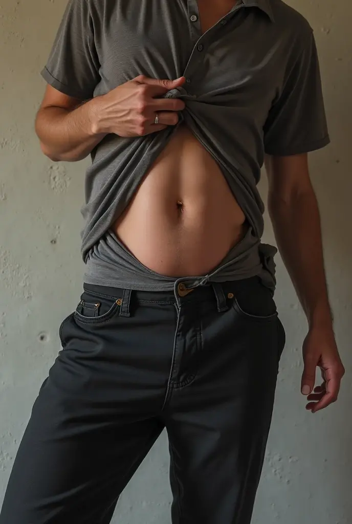 18 year old shirtless with pubic hair showing, very annoying, white underpants, penis marking on the underwear to the right side, no hair on the chest, several pubic hairs