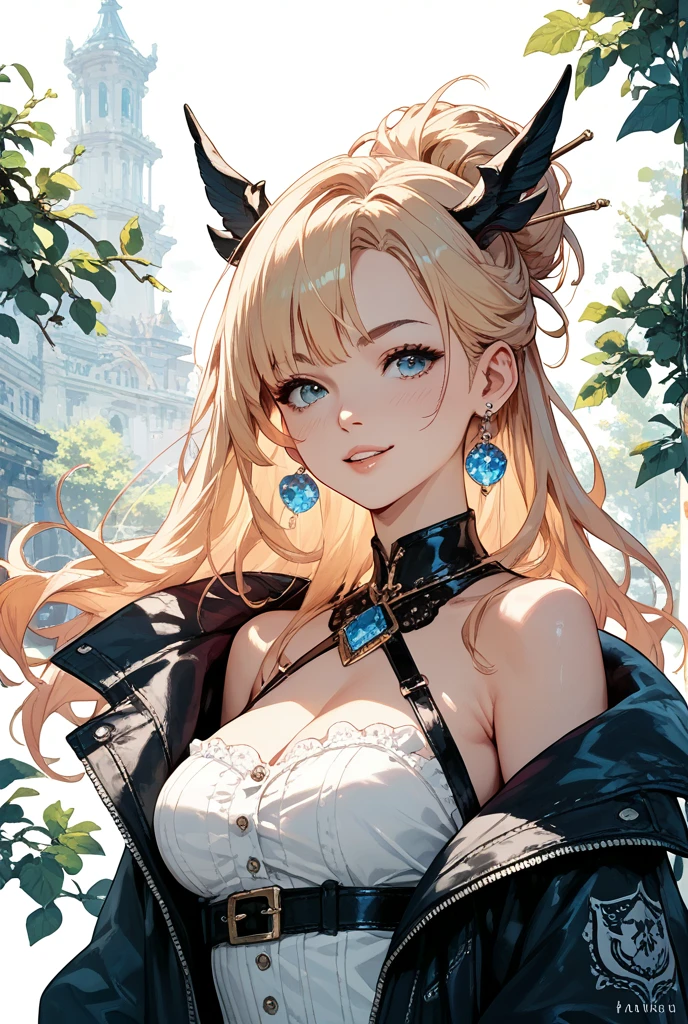 ((Finest quality)),(超A high resolution),(ultra-detailliert),((Best Anime)),sharpnes,Clair,Art with astounding depictions, (1人の女性),Ash Blonde Side Tail,(Off-shoulder sheath dress),small tits