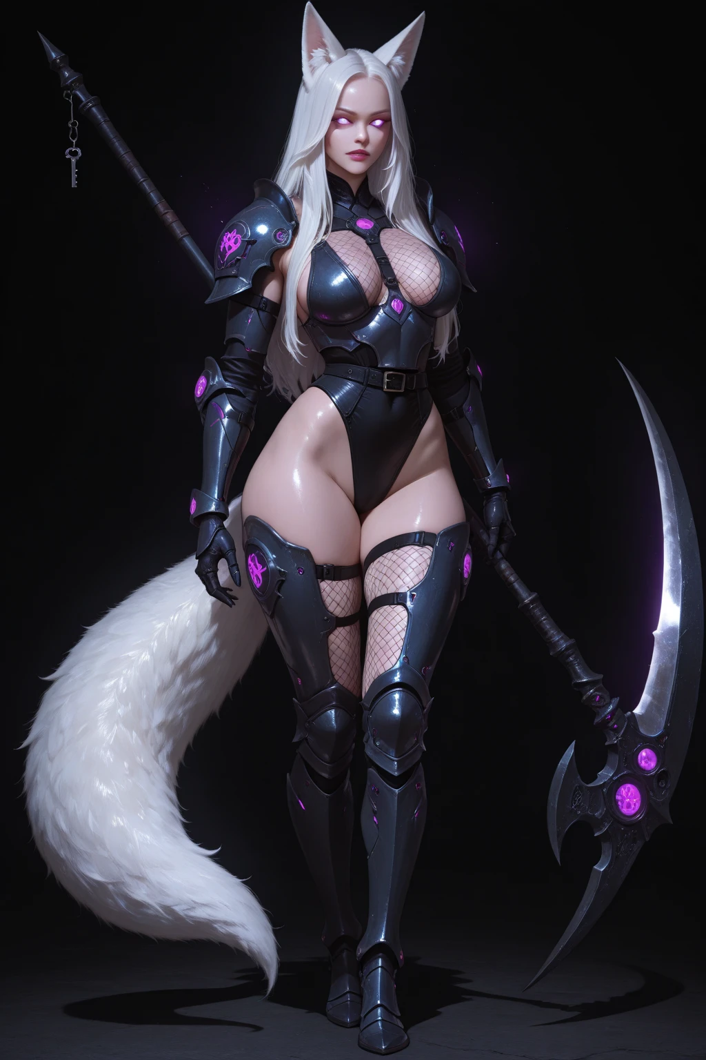 werewolf girl, big breasts, frontal, full-length, looking at the camera, facing the audience, standing pose, simple background, three-dimensional light, detailed full-body concept, sleek digital concept art, beautiful full-body concept art, art trend, CGsociety full-length,