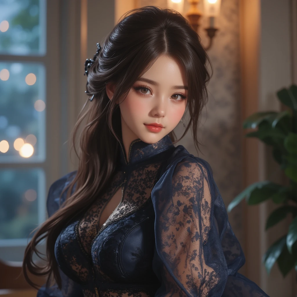 Best Quality, Masterpiece, Ultra High Resolution, (Realistic:1.8), Detailed Skin, (big breasts:1), 比基尼,