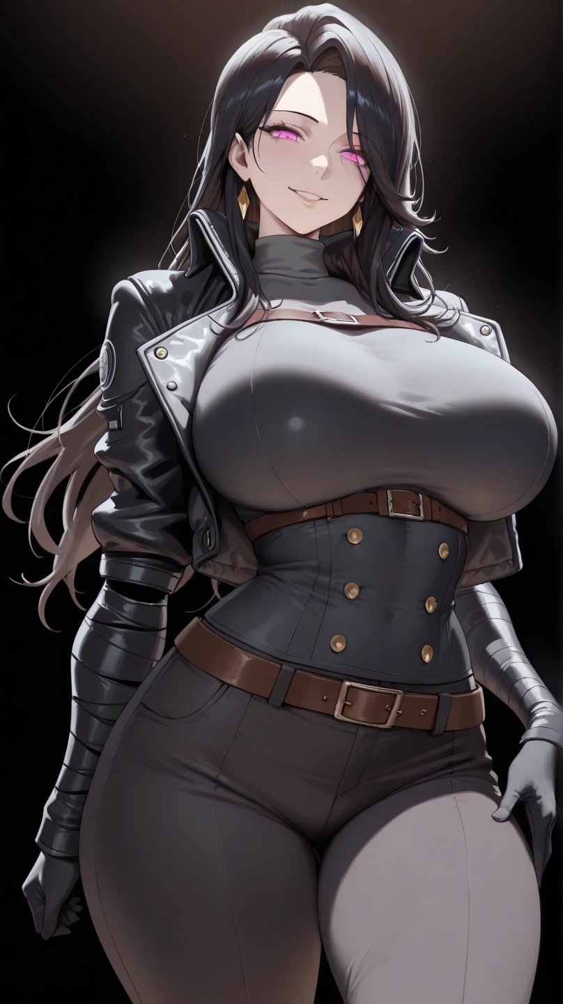 detailed portrait of a beautiful woman, 1girl, (AngelMS:1.4), midriff, looking at viewer, (cleavage), cropped jacket, best quality, 4k, 8k, highres, masterpiece:1.2, ultra-detailed, URBAN SAMURAI,holding a dagger each hand, fullbody shot
