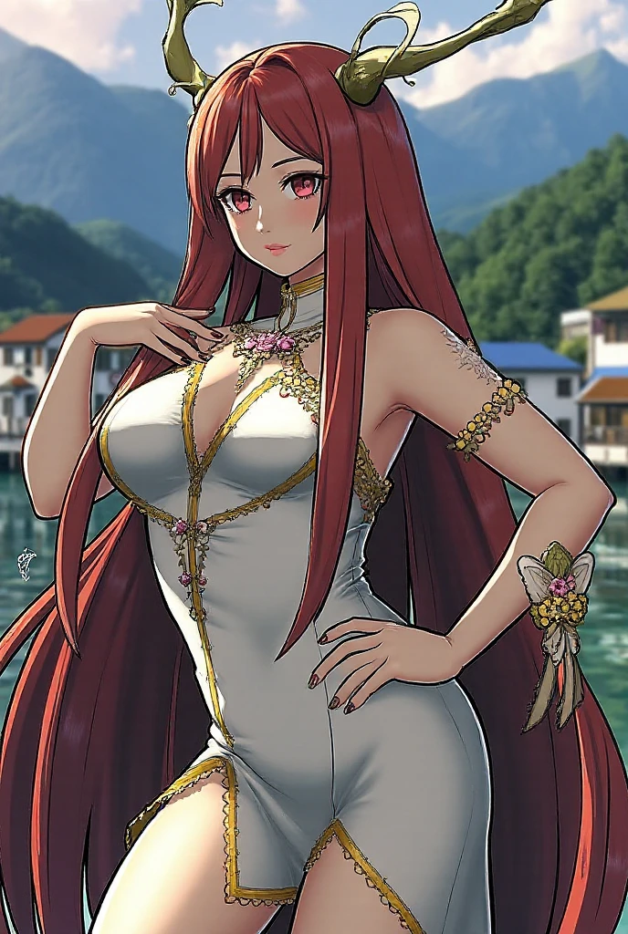 ((masterpiece)),((best quality)),ultra-detailed,illustratio,Explicit,Beautiful body,Beautiful Nose,Beautiful character design,perfect eyes,perfect face,wallpaper,ultra highres,4K,photography,(Beautiful,large breasts:1.2),(beautiful face:1.2),(beautiful legs,perfect legs),shiny skin,official style,official art,sanime screencap,anime coloring,
Oda Kiyoko,1girl,red eyes, red hair,long hair,Glamorous Evening Style, Long evening gown, High heels, Statement necklace, Sparkling clutch, Red lipstick, Diamond earrings, Nail art, Belt, Silky gloves, Shawl,outdoor,fashion,product girl,random outfit,rich expression,changeable expression,<lora:Oda Kiyoko:0.7>,
