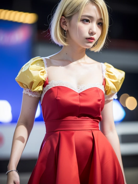 16K quality、Highest quality、It is high resolution.、Real photo、((Full body portrait))、((Luxurious lounge))、(((M字開脚してパンティを見せているとても美しいBlonde日本人のアイドル)))、(((Cute idol exposes her boobs from her black and pink dress:1.5)))、(((A cup breasts、Flat chest exposed、Small nipples:1.5)))、(((Black and pink idol dress、Frills、he spreads her legs wide open to show her white panties under her dress、She lifts up the bottom of her dress to reveal her white panties:1.5)))、(((The climax of sexual pleasure、Embarrassed expression:1.5)))、((blush))、(((Beautiful golden hair、Short Hair)))、(((Blonde:1.5)))、((White long boots))、((She spreads her legs wide to show her white panties))、(High cut high leg white panties)、Shiny earrings、((blue eyes))、choker、Beautiful legs、(Big eyes、No makeup,)、 subtle eye shadow、Perfect body、Perfect hands、Perfect Fingers、Detailed and beautiful thin lips、A clear, beautiful face and well-proportioned eyes、Long eyelashes、double eyelid、A neat nose、Thin eyebrows、Border Light、Realistic Light、 Cute round face, Plump thighs、Accentuate your thighs、Hairstyle with bangs、Slender body、slim、Light-reflecting skin、Sweating all over、Model body type、8Head to Body、Low - Angle、The light reflected in your eyes、Smaller face、Lip gloss、Looking away、Background blur、Movie lighting from the front、Light on face
