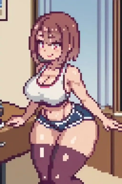 1 woman, alone, 8k, masterpiece,, Masterpiece, 8ก, (big breasts:1.5), Cute face,  , look at the audience., Stationary face , (nipple:1.6), (hairy:1.7), 