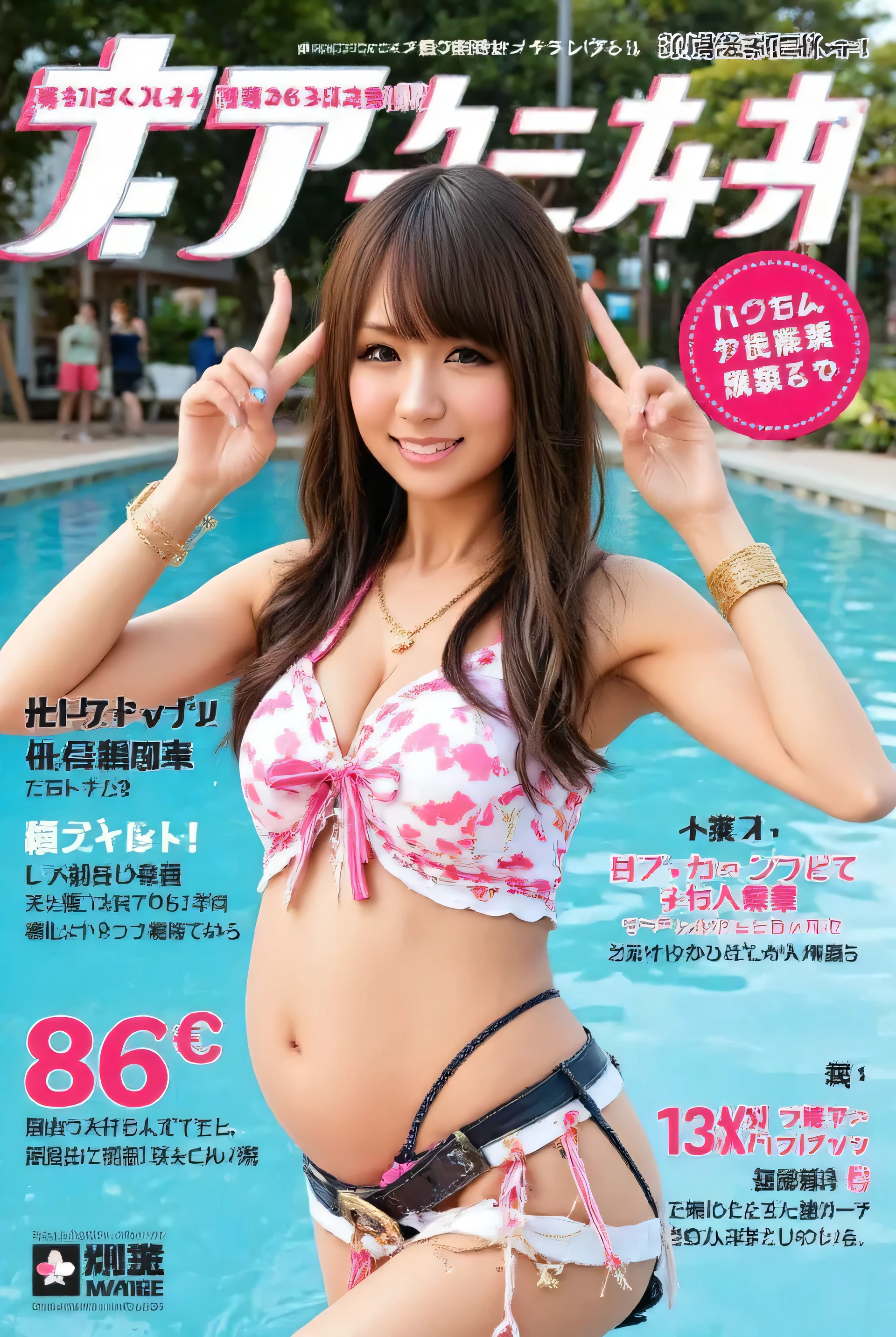 8K resolution, Surreal, Very detailed, high quality,Perfect Anatomy, (girl: 1.1), girl1名, Beautiful Japanese Woman,18-year-old, Shinwes, Detailed face, Long Hair, (Huge breasts),(Wide Hips), マイクロbikini :1.3), (Camel Toe), cute, Japanese idol faces, smile,(((Cover your chest with your hands:1.3)))、JK、Big Breasts、bikini、ponytail