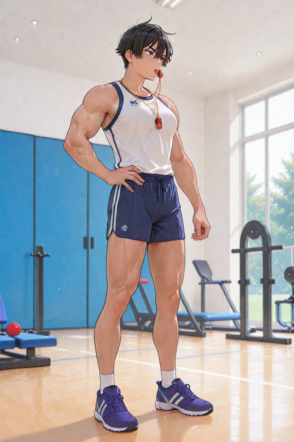 Leggings-style school swimsuit、Man muscle