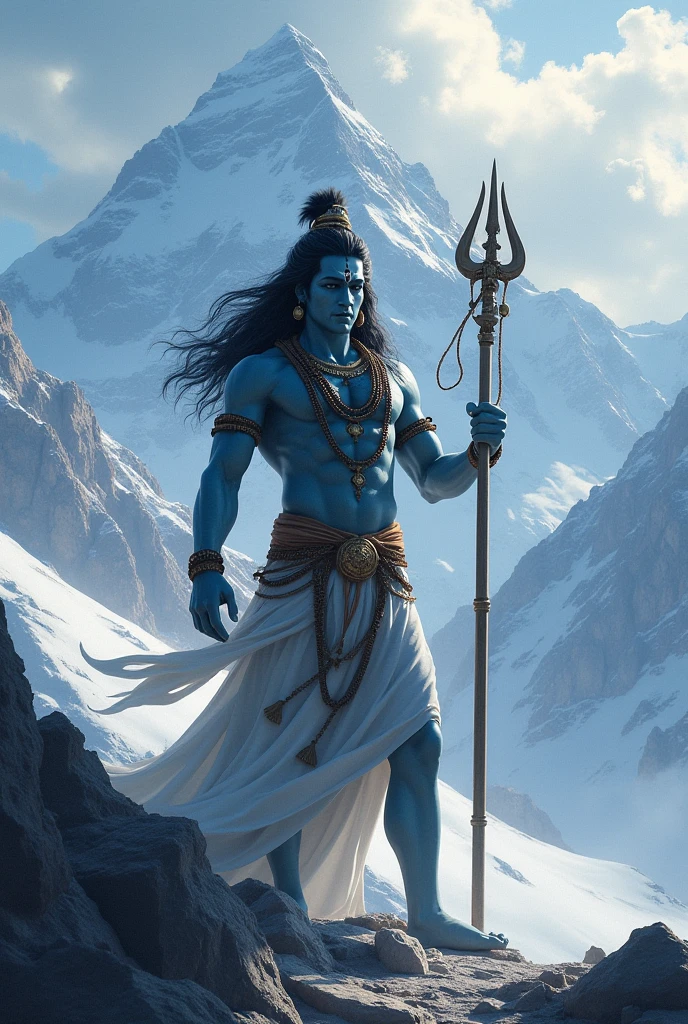 Mahadev HD picture , with Himalaya mountains and trishul
