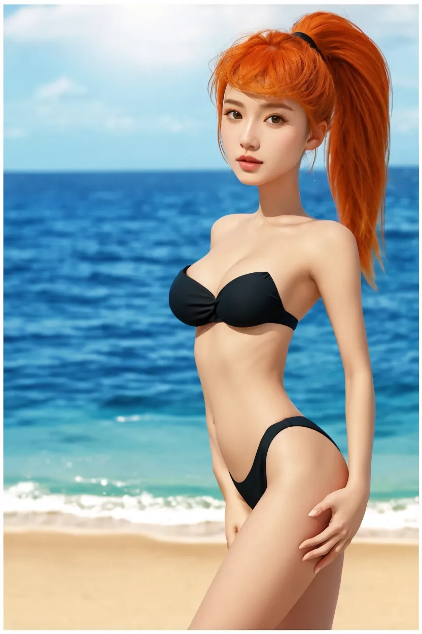 there is a woman in a bikini standing on a beach, realistic bikini, photorealistic perfect body, smooth anime cg art, photorealistic anime girl render, 3 d anime realistic, japanese model, realistic shaded perfect body, sakimichan hdri, is wearing a swimsuit, realistic anime 3 d style, realistic young gravure idol, [ 4 k digital art ]!!