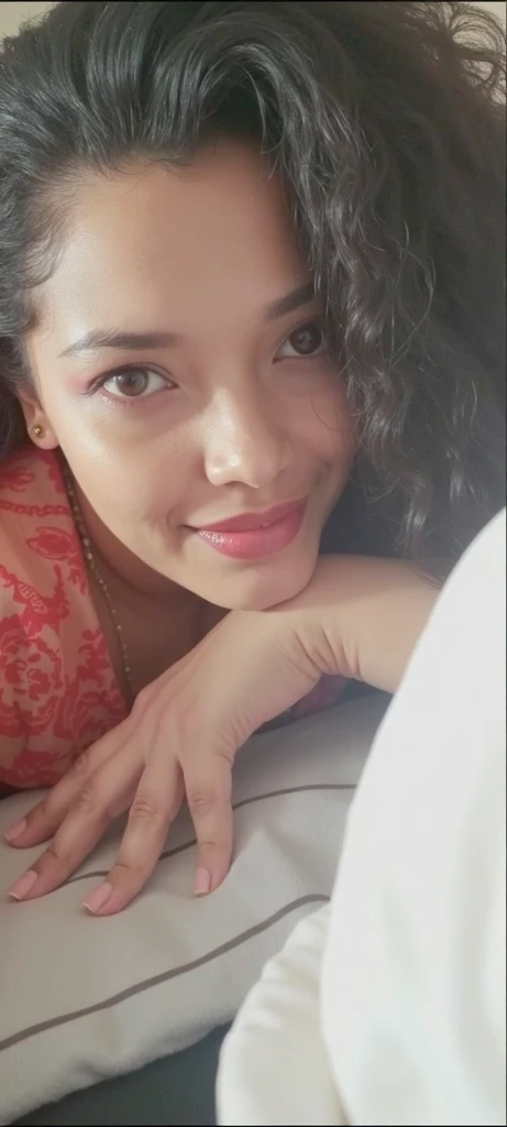 1girl woman laying on a bed with a polka dot dress, beautiful detailed eyes, beautiful detailed lips, extremely detailed face and skin, elegant, serene, bedroom interior, soft lighting, sunlight, warm atmosphere, photorealistic, high quality, intricate details, cinematic composition, detailed background, vibrant colors, (best quality,4k,8k,highres,masterpiece:1.2),ultra-detailed,(realistic,photorealistic,photo-realistic:1.37)