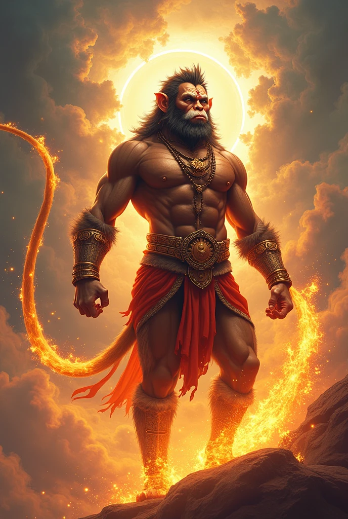 Lord Hanuman only monkey face mix. Background lighting morning