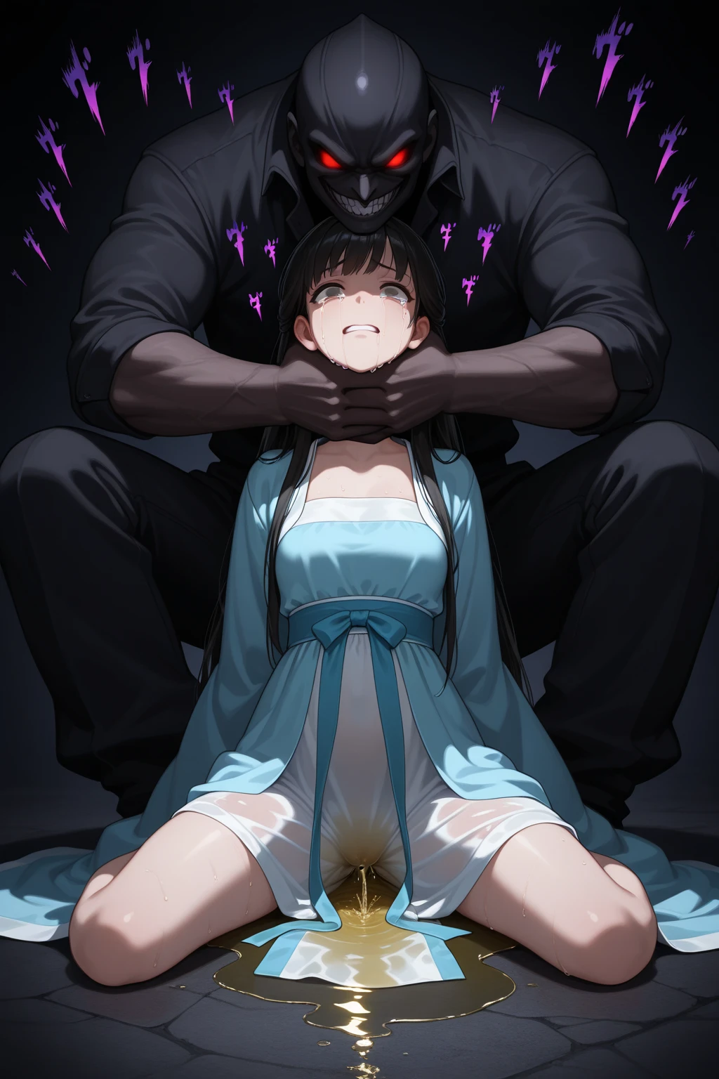 nsfw, 1girl, solo, (18-year-old), dark hair, long hair, bedroom bed in background, nude, spread my legs, m legs, vagina, pussy juice, arms behind back, (large breasts),bdsm, bondage, bound, shibari, restrained, cute,shy, heavy breathing, vulgarity, ((trembling)), embarrassed, open mouth, night, sweat, steam, best quality,detailed,high resolution,