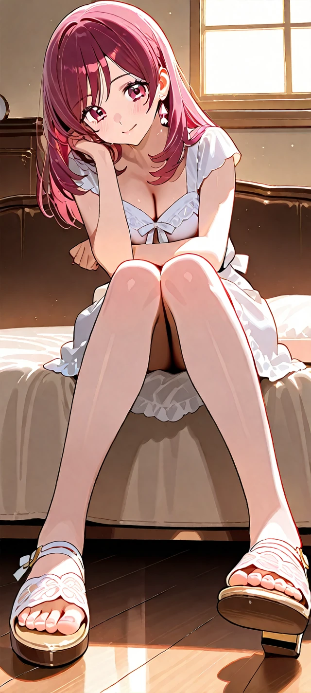 masterpiece,(best quality,:1.3),4k,world masterpiece theater,
a girl is lying on couch and looking at the viewer,hair ribbon,white thighhighs,dim lighting,
baiou,<lora:ç½é¸¥_å¥ç¹æ¶ä»£:0.5>,pink hair,white_dress,translucent pajamas,very light smill,perfect body,