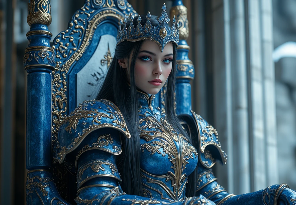 35mm film, solo, updo, makeup, blue eyes, , (Princess dress), looking at viewer, (palace ballroom) upper body, epiCPhoto,focus on face, close to viewer, intricate lines, intriguing atmosphere, sharp magnificent details, delicate features, elaborate details, beautiful girl, black hair, (((long hair))) twenty year old woman, ((upper body)) (Acne), ((natural lighting))