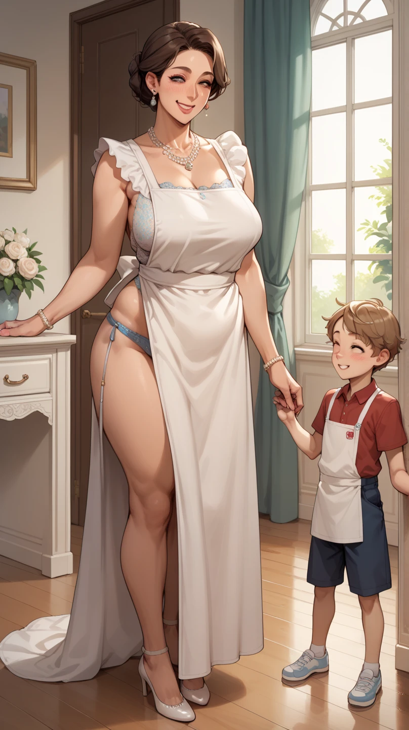 ((1 mature mother and her young son at kitchen, cooking:1.4)),Delicate details on the lips,a milf,artstationh trend,intricate face details,curvy physique,(thick body),vibrant,4k,12k resolution,seductive, mom boy seductive ippo makanaochi, ((off shoulder sweater, stockings , slim body, slim leggs : 1.2)