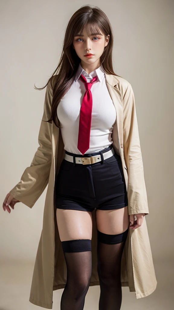 clearing! Here is a detailed profile of a Japanese woman wearing a cosplay costume:

---

### Physical Profile:

**name:** Akira Saito

**kor:** age 25

**Height:** 1,65 meters

**Weight:** 54 kg

**Farbepo:**
- **body type:** Ectomorfo, slender and well proportioned - **waist:** Thin and defined, with a circumference of approximately 65 cm - **hips:** Slightly wider than the waist, with a circumference of approximately 90 cm

**muka:**
- **format:** Oval, with slightly prominent cheekbones - **Skinned:** Clear and smooth, with a pale tone characteristic of many Japanese women - **eyeballs:** grandes e expressivos, dark brown in color. Usually with colored contact lenses to complement the cosplay - **eyebrows:** Thin and well-defined, matching the cosplay hair color - **nase:** Small and delicate, with a slightly rounded tip - **gura:** Small with thin, pink lips. Muitas vezes, Use lipstick to highlight your lips according to the character you are playing

**body hair:**
- **length:** far away, usually waist-length or longer, depending on the character - **Farbe:** Varia conforme o cosplay, often wearing vibrant colored wigs like pink, cerulean, green or silver - **styled:** Straightened or styled according to the character. May include accessories such as ribbons, bows or tiaras

**Traje de Cosplay:**
- **Character Represented:** Mikasa Ackerman *Attack on Titan*
- **Costume Description:** 
  - **Top:** Short brown leather jacket with the Scout Legion symbol on the back and shoulders - **Bottom:** white tights, with a double safety belt that includes several pockets and compartments - **booties:** Long and brown leather, reaching up to the knees - **Accessories:** Red scarf wrapped around the neck, brown leather gloves, and three-dimensional maneuvering equipment - **Additional Detail:**
  - **double swords:** Replicas of swords used by the Legion 