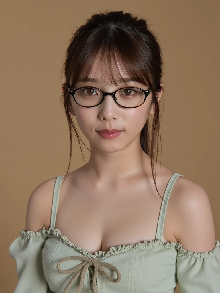 Very detailedな CG ユニティ 8k 壁紙, Highest quality, Very detailed, Tabletop, Realistic, Like the picture, Very detailedなかわいい女の子, Age 25, ,Mid-chest、Upper body naked、Nipples、Glasses、Izakaya、beer mug、smile