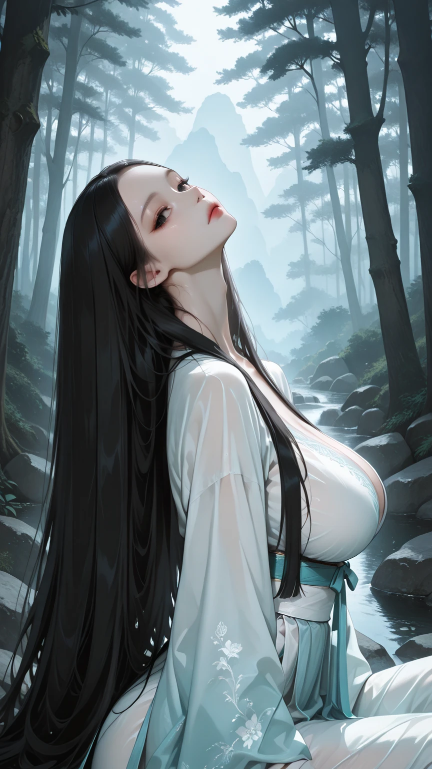 8k,crawl on the ground in the forest,very large breastの,超A high resolution,real looking skin,Horror ,very long black hair, Sadako,Super beauty(Like the real thing), wearing a dirty gown, Glaring sharply,thirds rule, Tonal color scheme, White kimono, mystery, Horror, Crazy look,In the style of Denis Villeneuve, Film Still, cinestill 800,Fantasyart,character art,sexy for,Horrific morphology,grudge,Grievances,very large breast,Crawling to the ground,old very large well in the forest,Red blood flowing from the eyes,Lie down and look up,Stretch out one hand,Drooping bangs hide one eye,