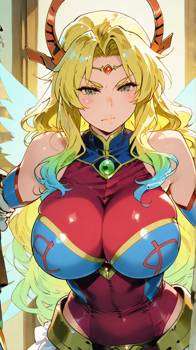 (obra maestra, cg extremadamente detallado, sharp line),hecho iluminado, arte oficial, vistoso, Beautiful Japanese anime style., 1 chica, hecho iluminado, ojos y rostro extremadamente detallados,pupilas agudas, ojos verdes, green eyes, pelo largo, long hair, pelo rubio, cabellos largos dorados,orejas de elfo, medias, stockings, desnudo, naked, senos, pechos, huge breats, pechos gigantes, Pussy, +pussy, NSFW, +18, hentai, gigantic breasts, micro_bikini