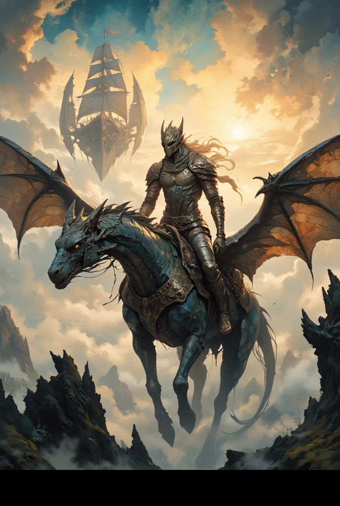 terrible crown, terrible ghost, Witch-King of Angmar, Akawawit Wedding, dramatic, cinematic, volumetric deep shadows, natural reflections, dramatic, Chaotic, grim reaper,Arson,Strength,details Intricate, greenish climate, green lightning flame, ((Riding on top of a wyvern sitting behind its wings)),holding a two-handed bastard sword, in the style of Marvel Nebula, fire flies , depth of planes,flight:1.3, wings are coming out of the Wyvern's back, 1tail,Ancient evil,