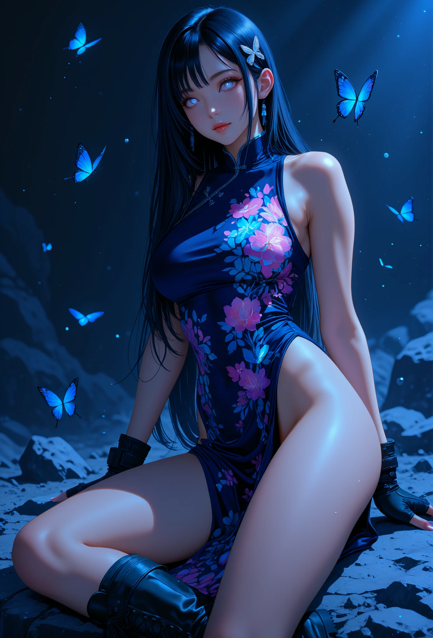 (best quality, highres, ultra sharp), magical ,cute Chinese girl, tattoo, in a magical starry sky, zentangle, full colored, anime, 3d crunch, long legs, full body, SFW please.