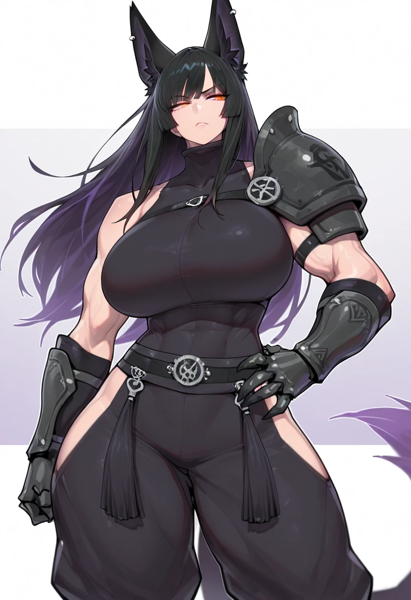 Tall mature woman, indifferent cold expression, heterochromia, purple and pale red eyes, black hair gathered in a high ponytail, open bodysuit outfit, marshal's uniform, belts, white and black clothes, goddess, divine light, pale complexion, goddess, dragon horns and tail