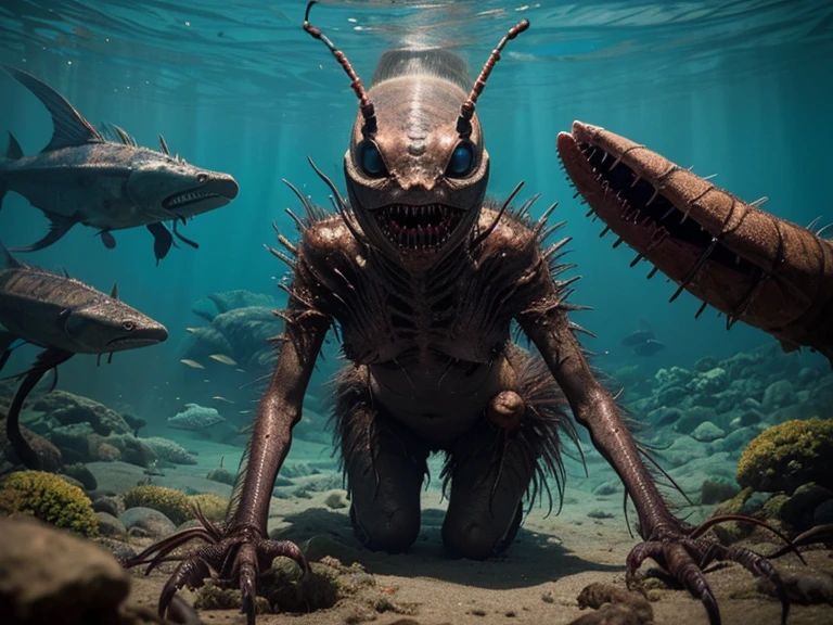 Ocean alien like creature made with slaughtered human bodies and blood