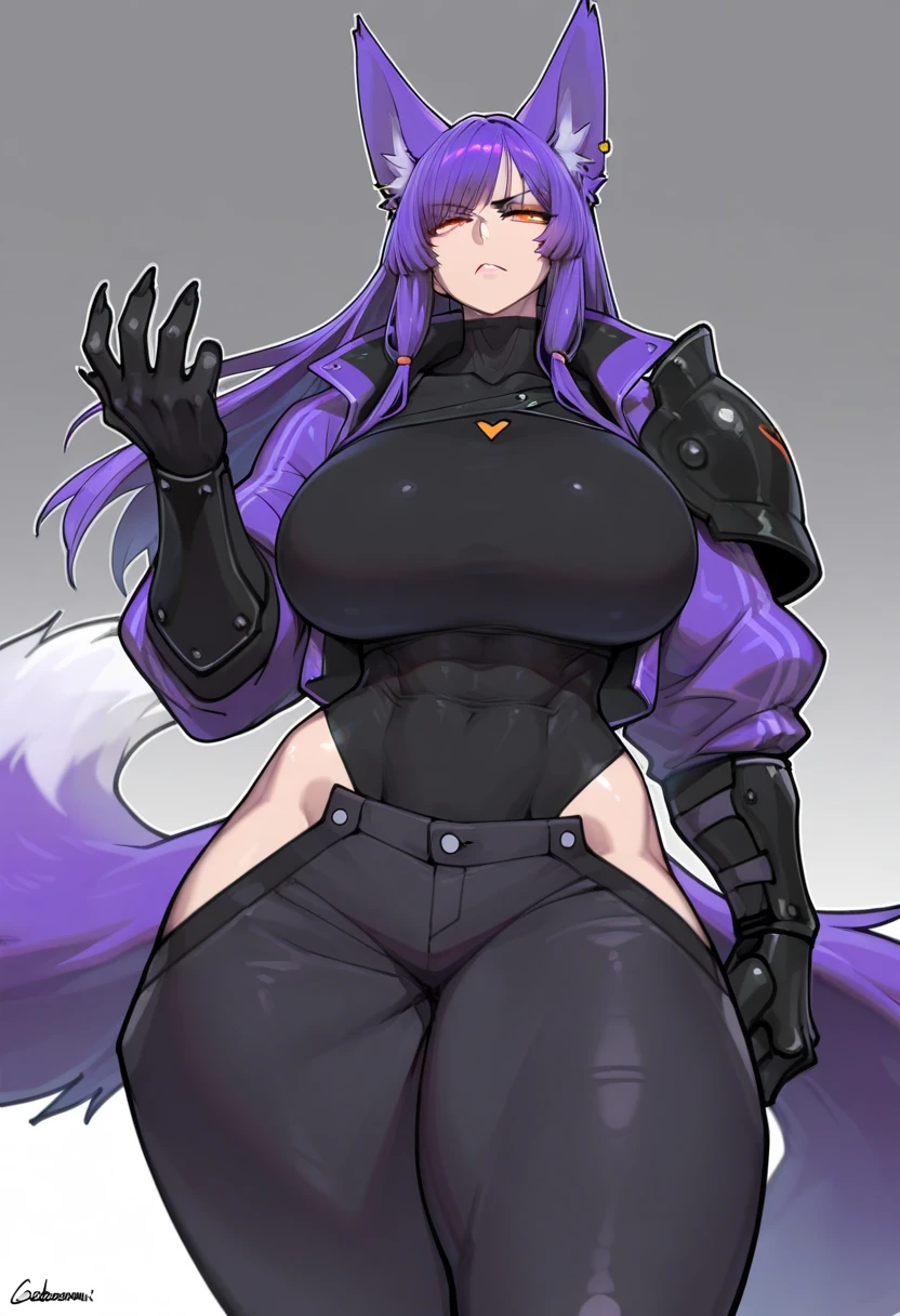 solo, Violet fox, choker, lipstick, wearing bikini, hair highlights, black hair, sexy pose, thigh highs, motherly figure, thick hips, curvy figure, perfect anatomy, masterpiece, sexy pose, long hair, bangs, tattoos, thick thighs, wide hips , flawless, big breasts, amazing shading, full body, detailed hands, detailed eyes, detailed face, detailed arms,anthro, muscular, (detailed:1.5), great character design, character concept, earrings, by notglacier, by SligarTheTiger, by pgm, solo, centered, character focus, masterpiece, 8k
