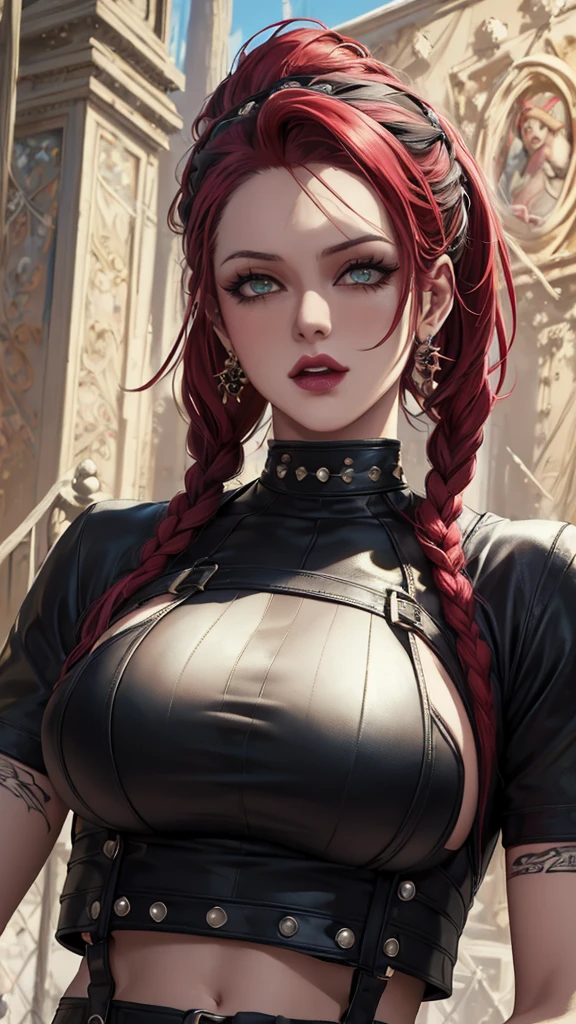 Official Art, Unity 8k wallpaper, super detailed, beautiful, beautiful, masterpiece, best quality,
darkness, atmosphere, mystery, romanticism, creepy, literature, art, fashion, victorian, decoration, intricacies, ironwork, lace, contemplation, emotional depth, supernatural,(((Dark magical energy surrounds her))),magic power surrounded,(((dark light surrounds her:1.5))),Dark Religious Tattoos,dark magic ceremony,be wreathed in mist,
1woman,dark light,,pray,arrogant,crimson hair,braided hair,poker face,glowing body,dark crown,black eye shadow,gigantic breasts,black lips,solo, neck,bust portrait,Red Lotus, out,