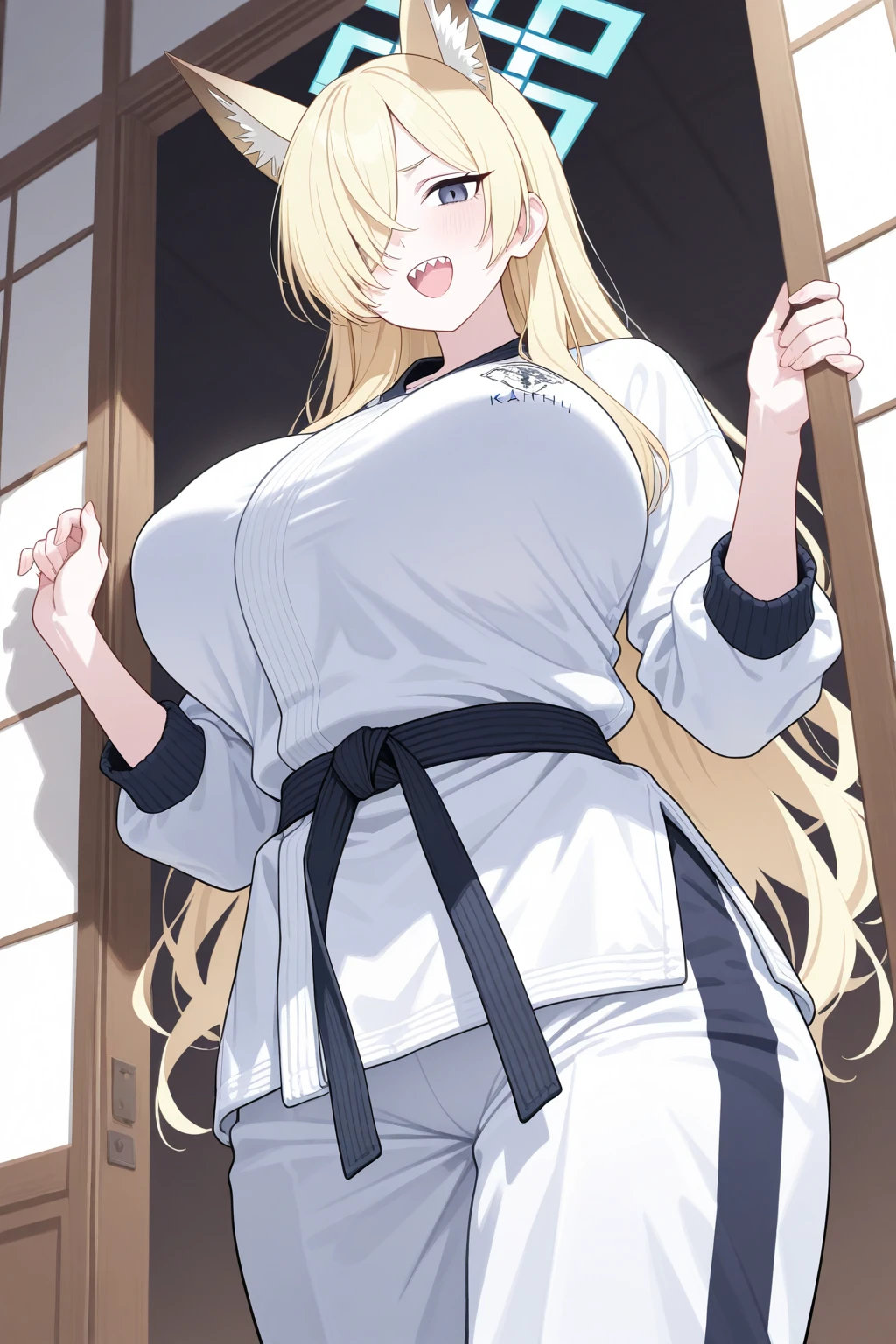 (Big tits), white shirt, (long coat), black tight skirt,  fullbody, cleavage, good anatomy, masterpiece, best quality, 4k, 8k, professional photography, soft light, sharp focus, 1 girl, blonde hair, at classroom, blonde hair, parted banks, detailed face+brown eyes, open lips, lipstick, close up view, whiteboard