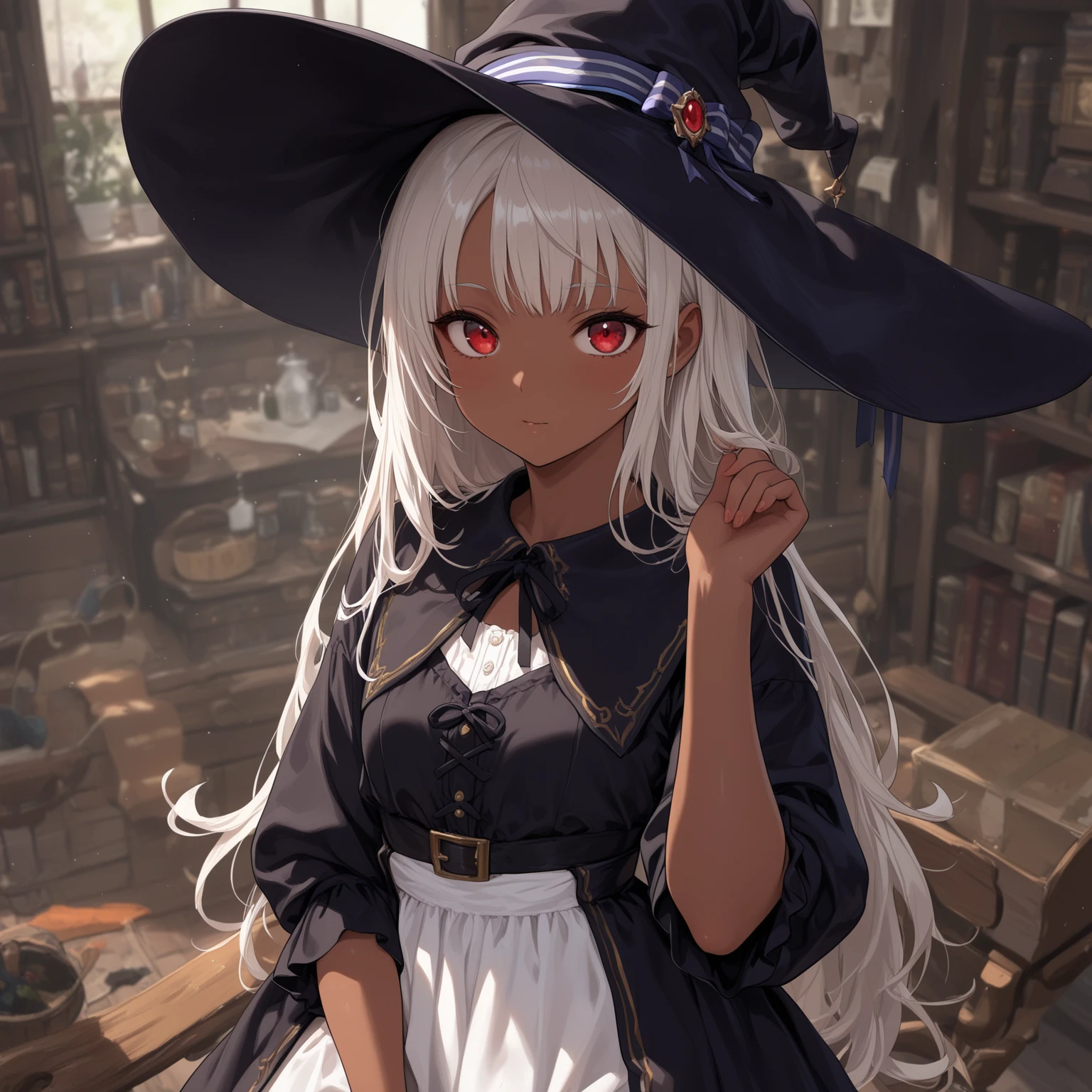 1 woman, alone,Wizard, Wizard cap,transparent white ware, ((투명 Wizard옷)),((wet skin)) ((black skin)), white gloves, white hair, long hair,green eyes, droopy eyes,pain, sedentary, breasts visible,,,fat body,Spread your legs, Sotok exposure, ((Hogwarts School of Witchcraft and Wizardry)), clear outlines, short sleeve, best quality, masterpiece