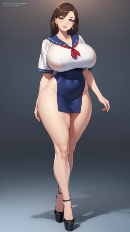 Big Breasts, Big Hips,Full Body Shot, Mature mother, Whipping the lower body, Plump thighs, ox, Seductive mature woman, Perfect body, Plus Size Model, Very thick pubic hair, very dense armpit hair, Sailor suit, Wear a miniskirt,
