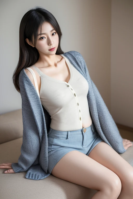 autumnal,Landscape of autumn leaves、Falling leaves,lacepantyhose,((Long cardigan with front closed、leggins、Tight pants))、depth of fields,Real Light,Ray traching,OC Renderer,UE5 Renderer,Hyper-realistic,best qualtiy,8K,Works of masters,super-fine,Correct anatomy、(Best Quality, 4K, masutepiece: 1.3), Beautuful Women、Hyper-realistic, 1girl in,hyperdetailed face,Detailed eyes,二重まぶた, (Beautiful detailed lips),Sexy face,Women of Alafe,25-years old、Jacket with buttons fastened