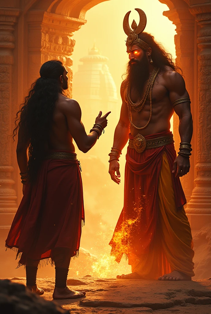 Man in fire and holding hand of lord shiva