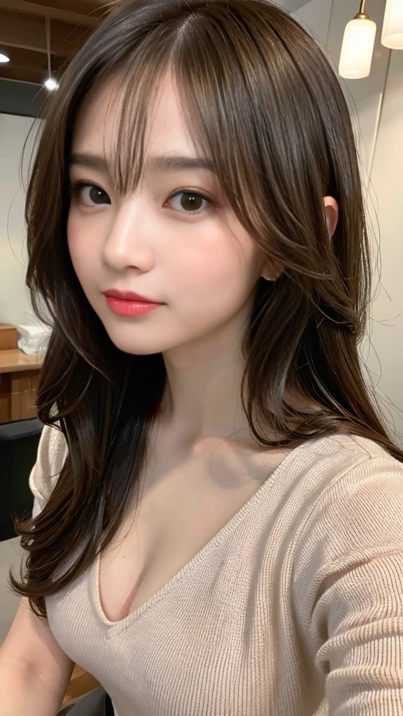 Tabletop, Highest quality, shape, Very detailed, finely, High resolution, 8k wallpaper, 完璧なダイナミックな構shape, Beautiful and detailed, Small breasts,Natural color lip, Bold sexy pose,smile、20-year-old girl、cute、sexy shot looking at camera,Always blur the background,Perfect and beautiful face,Take a picture of only the face,Beautiful and elaborate face、Slim face and figure,Big eyes、Putting on gal makeup,Actual Photos
