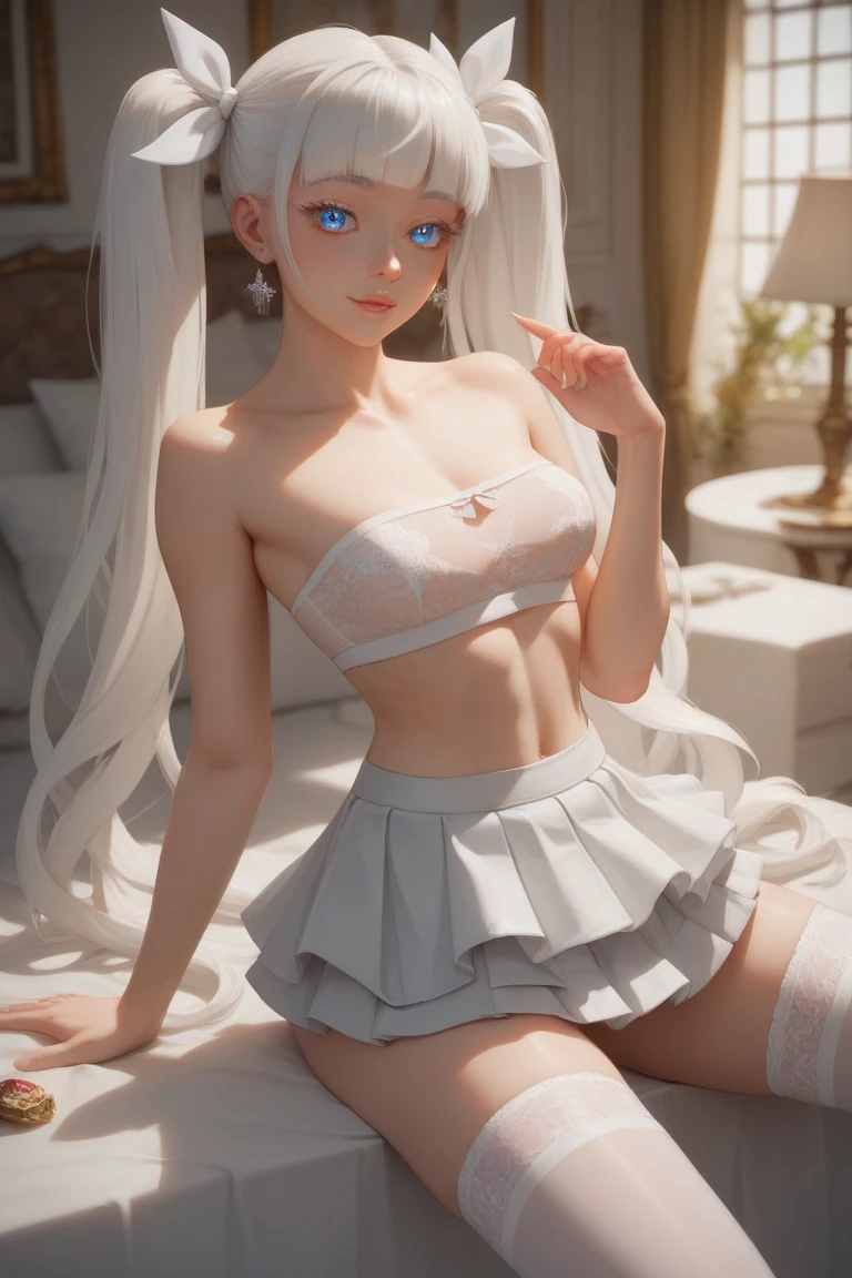 anime wallpaper, beautiful girl, white stockings, sexy --auto --s2