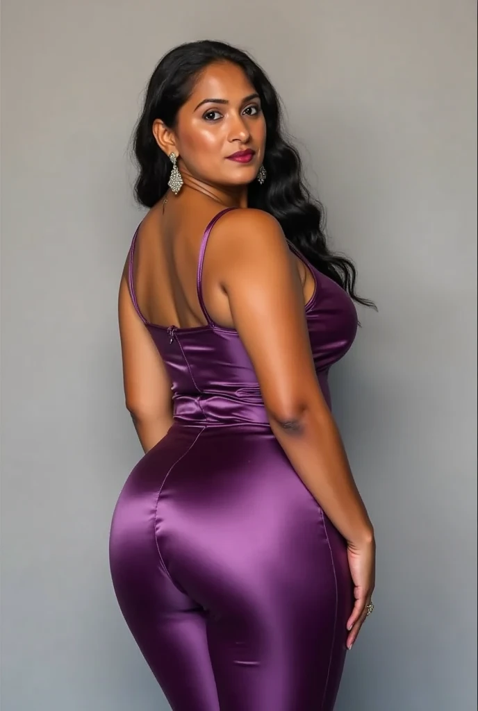 ultra - detailed, A high resolution, Beutiful women,Asia squats on the theatrical stage，Ultra-detailed face, Detailed eyes,Snow-whiteskin，Perfect body，nakeness ，high-heels， Open your legs，legs in M shape,(((huge boob)))，(((gigantic hip)))，(((Large chest and thin waist)))，，(((Purple body painting replaces full-body clothing)))