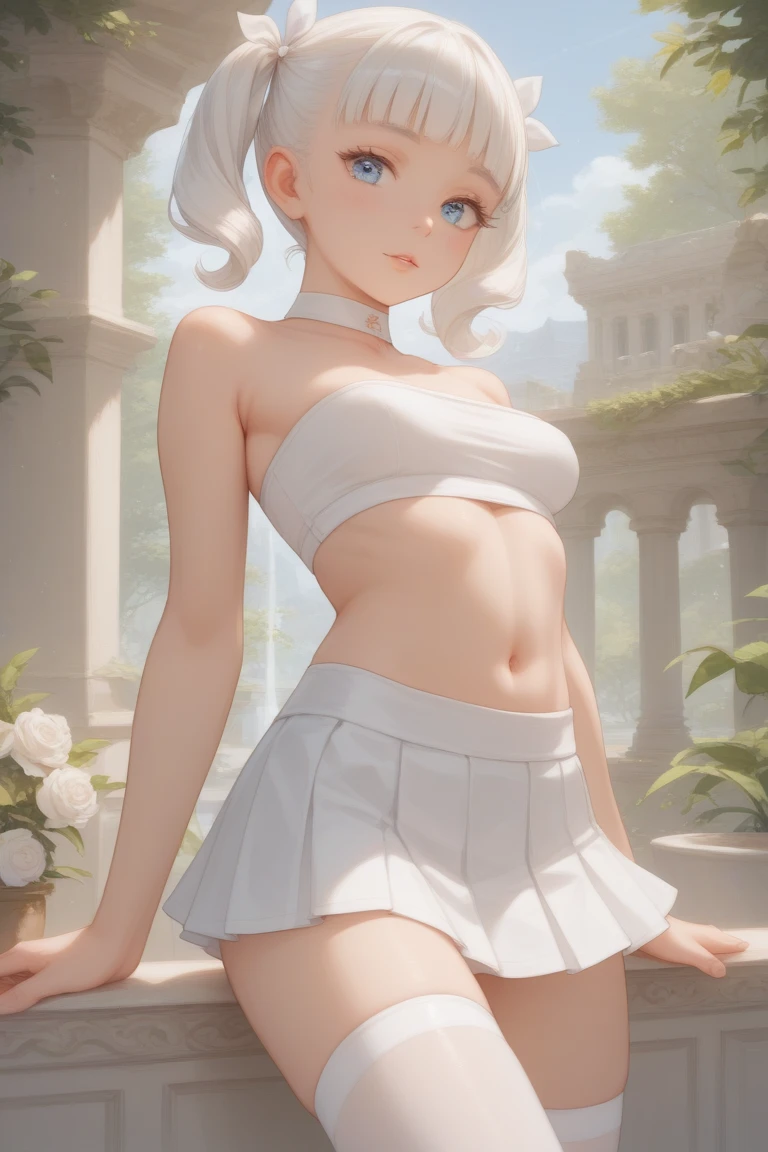((Ancient Greek Art)), (((Ancient Greek Costume))), (Navel), skindentation, skinny, solo, 1 woman, Masterpiece, highest quality, highest quality, 16K, incredibly absurd, highly detailed, 2.5D, ai-generated, delicate and dynamic, very delicate facial expressions, delicate eye depiction, erotic, only sexy woman, ((A cute and kind face)), healthy figure, ((25-year-old woman)), 160cm tall, ((large firm swaying bust)), blush, Sweat,Embarrassed,sexy, ((thin thighs)),shiny and lustrous, facing straight at viewer, (((in heat))), ((Oily_skin)), Silver Hair, ((dark skin)), ((dutch angle)), ((erotic pose)), Inside an ancient Greek town,((Pose like an ancient Greek sculpture)),