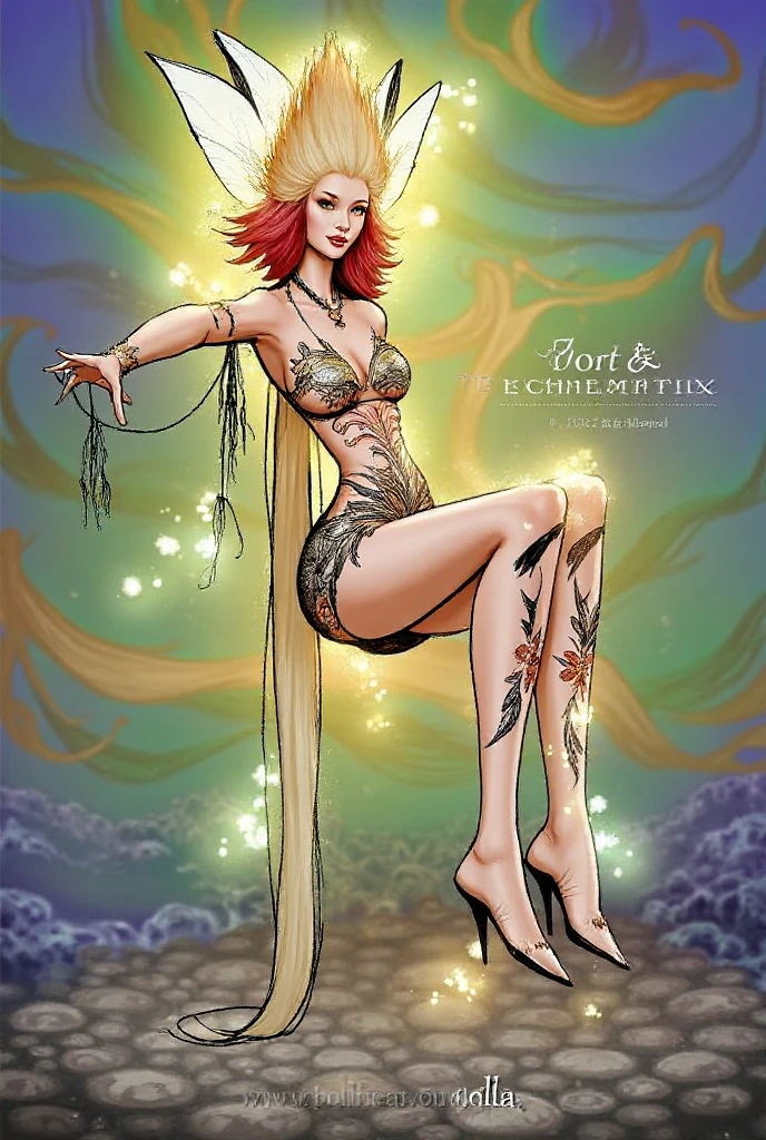 Beverly Crusher(age 25, young and vibrant), elf maiden, (sheer colorful embroidered lingerie no underwear) entranced, entering a mystic chamber with demons crawling up the walls, viewed from low angle, butt focus