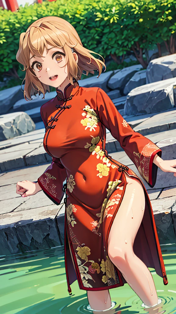 (masterpiece:1.2), best quality, high resolution, unity 8k wallpaper, (illustration:0.8), (beautiful detailed eyes:1.6), extremely detailed face, perfect lighting, extremely detailed CG, (kinomoto sakura, green eyes, 10 years old, short stature, small ??????, solo), standding, kimono, japanese clothes, ??????, open ?????? clothes, little ??????, show off ??????, no panties, very shirt skirt, lift skirt, show off ?????, sandales, embarrassed, open mouth, rooftop, front view, low angle, extremely detailed fingers,