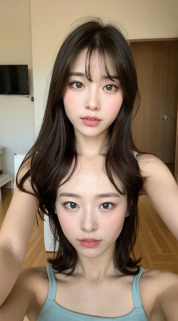 ((((cowboy shot))))),(((((Nude))))),((((nipples)))),(((sagging breasts))),Ultra-high resolution,big eyes,Japanese,(forehead),(a girl),(1 girl),((17 years old)),((cute)),pretty,earring,((facing at viewer)),smile