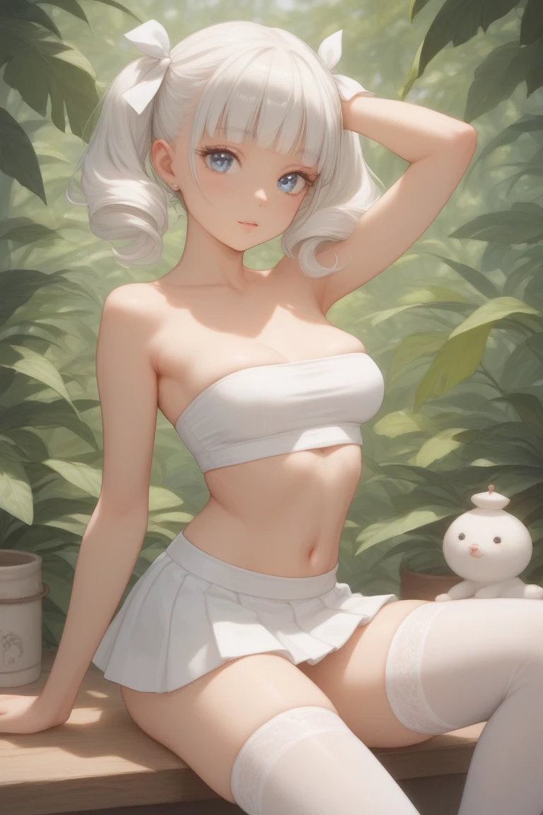  ((best quality)), (Masterpiece, highres), NSFW, 1girl, pale pink skin, rose gold skin, small breasts, tiny breasts, 1girl, dynamic poses, red hair, white hair, blonde hair, dark hair, ponytail, thick ponytail, blush, very skinny, detailed, best quality, no accesoires around the neck, no shoes, prominent collarbones, skinny arms, flat stomach, visible hip bones, small breasts, NSFW, Very dramatic and cinematic lighting, side-lighting, perfect face, NSFW, Fluttering lace flared frilly petticoats, pleated petticoats, petticoats, NSFW  outback, tropical temple, jungle, toned, trees in the background, sweat, depth of field, saturated, clean, detailed, hyperdetailed, Intricate, detailed skin, skin pores, ultra quality, white hair, red eyes eyes, pink skin, swimming in tropical jungle river, stretching, bathing, morning light, thin hairless tail