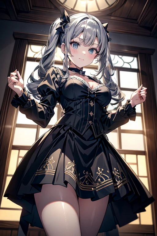 Meisterwerk, best quality, 1girls, Lange Haare, Large bust, sehr langes rotes Haar, gelbe Augen, Buns with braids , Schwarzes Kleid, Juwelen, Rubin-Ohrringe, gute Anatomie, rote Handschuhe, Stiefel, Hacken, wicked, emotionless, Intimidating, blutig, Detaillierte Augen, Thron, dunkler Hintergrund, close up, ((detaillierte Augen, gorgeous eyes, haar bang