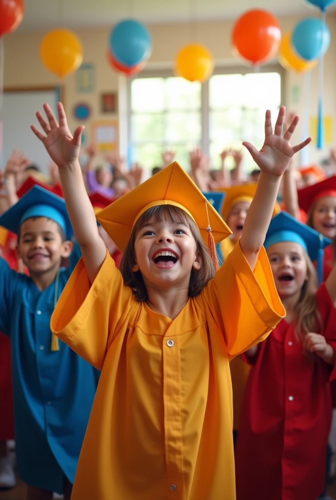  11 year old graduating with glasses and happy